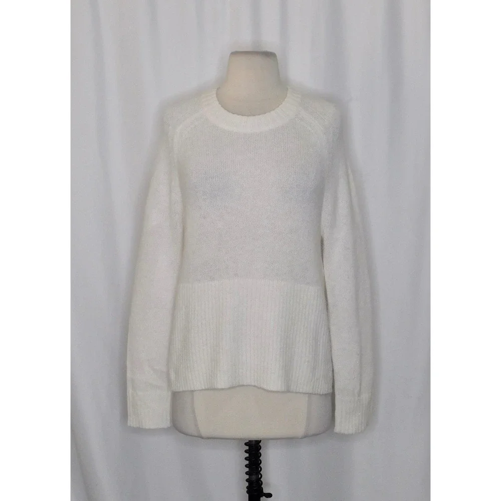 NWT!! J. CREW High Rib Pullover Sweater Wool Alpaca Solid‎ Ivory Minimalist XXS